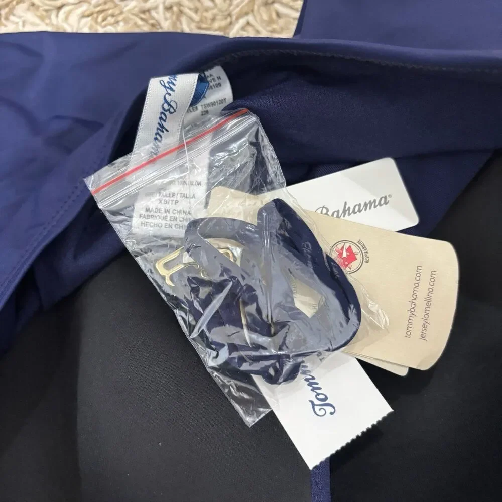 Tommy Bahama Women’s Pearl Sarong Wrap Bandeau Bandini Tankini Top Navy NWT XS - Picture 10 of 11